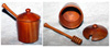 Wooden honey jar with matching dipper