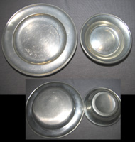 Pewter salt dish and coaster